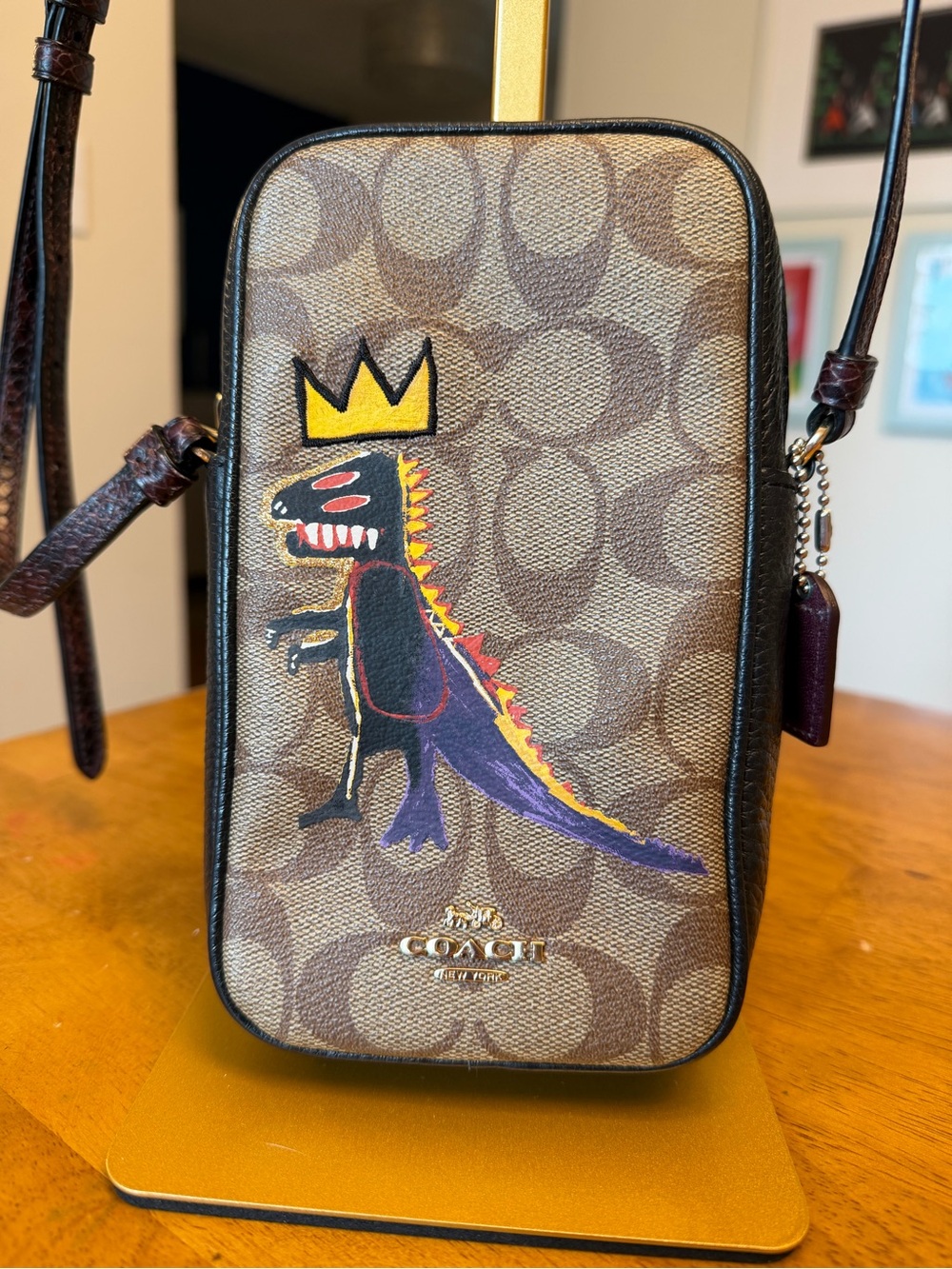 Coach Basquiat Dinosaur Crossbody Bag Signature Coated Canvas Leather Limited Ed
